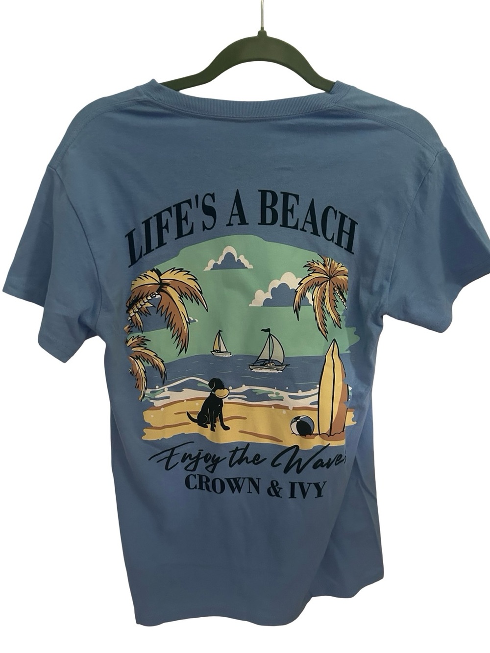 New Crown & Ivy Blue 'Life's A Beach' Graphic Tee Small